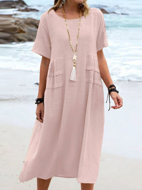 Einfache Casual Baumwolle Kleid
