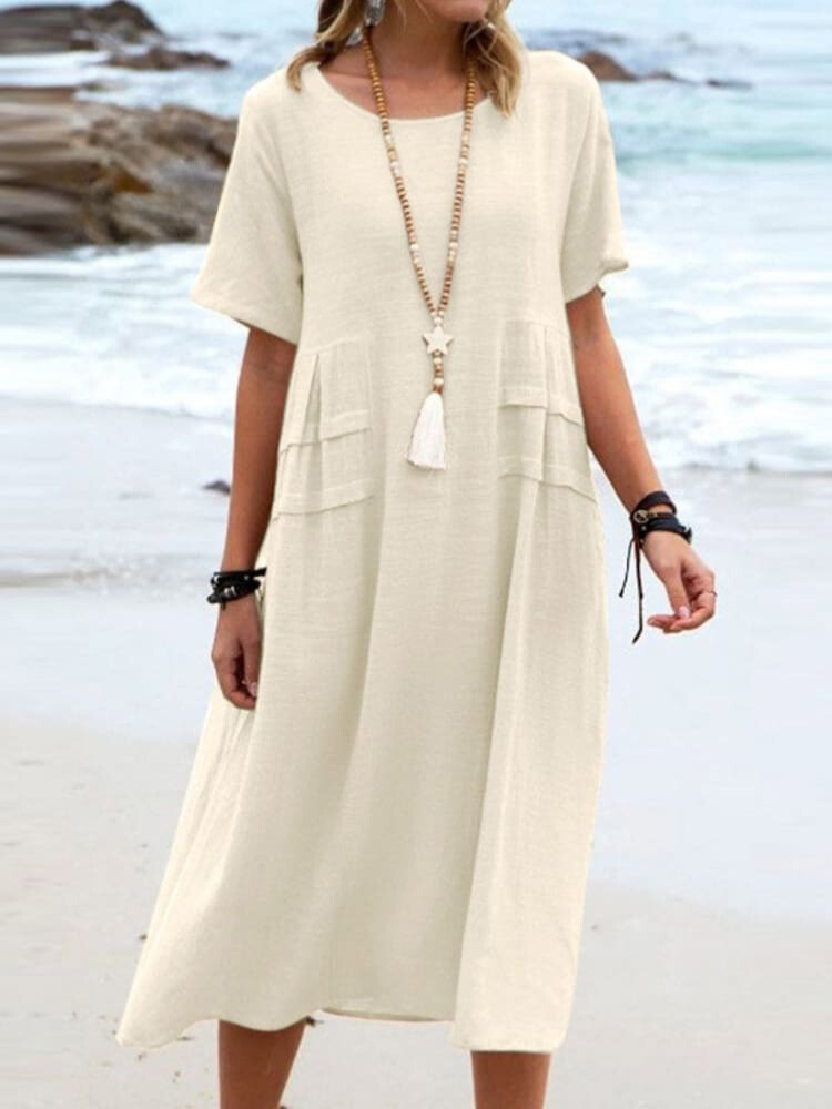 Einfache Casual Baumwolle Kleid