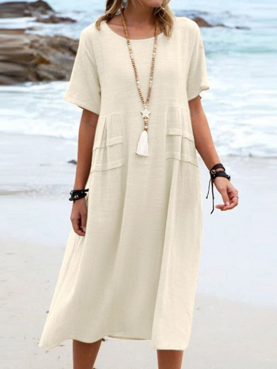 Einfache Casual Baumwolle Kleid