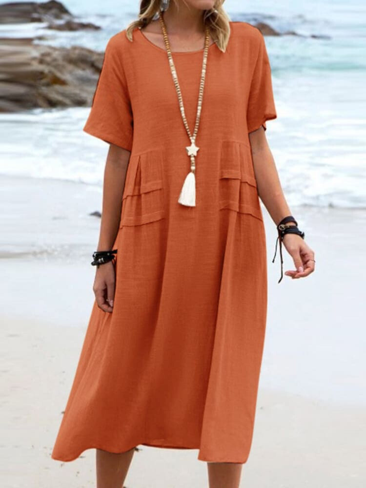 Einfache Casual Baumwolle Kleid