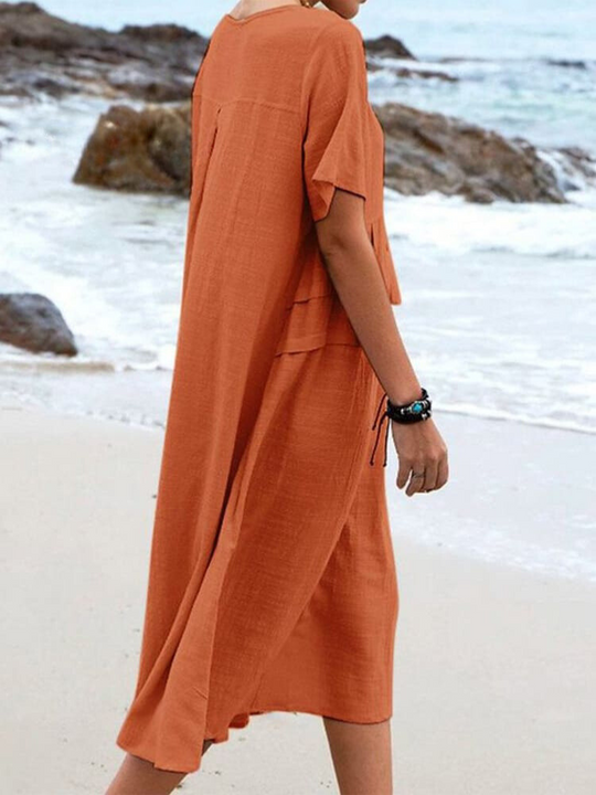 Einfache Casual Baumwolle Kleid