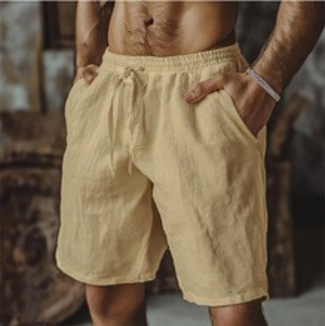 Heidi Mode | Herren-Schnürshorts aus Baumwolle und Leinen