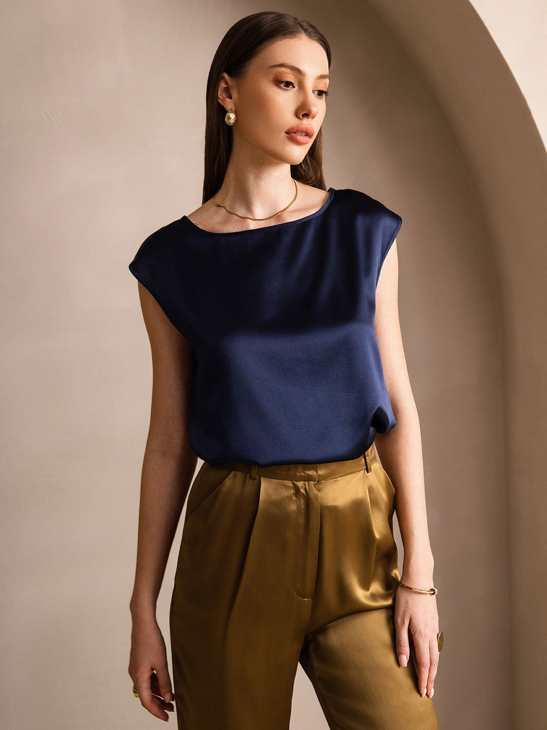 Heidi-Mode | Seiden Kapuze Ärmel Bluse