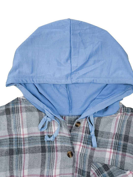 Heidi-Mode | Karierte Jacke mit Kapuze Baumwolle und Polyester Leger und Komfortabel