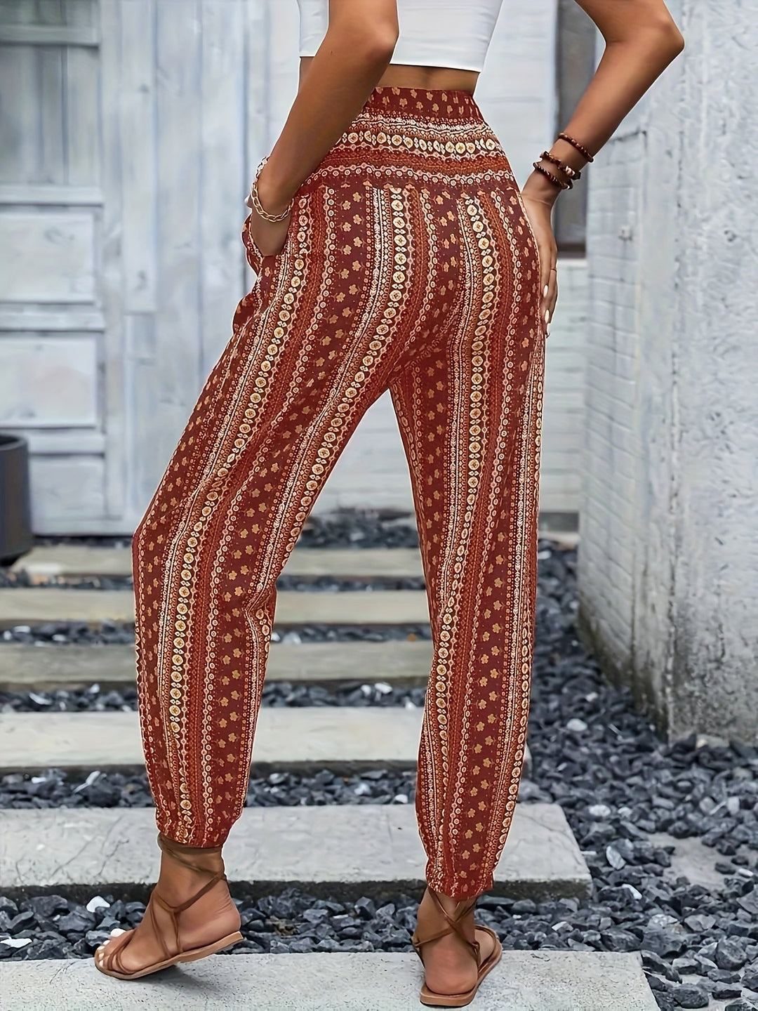 Heidi-Mode | Hohe Taille Druckhose Instant Boho Vibe