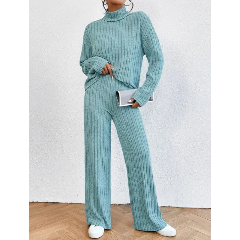 Heidi-Mode | Lässiges Ripp-Mockneck-T-Shirt und Weite Bein Trainingsanzug