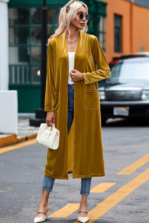 Heidi-Mode | Offene Front Lange Strickjacke mit Taschen