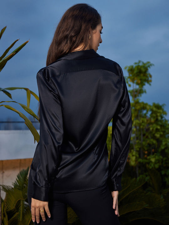 Heidi-Mode | Damen Seiden Basis Militär Revers Hemd