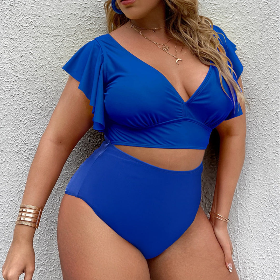 Heidi Mode | Großer Badeanzug mit Rüschendruck und hoher Taille
