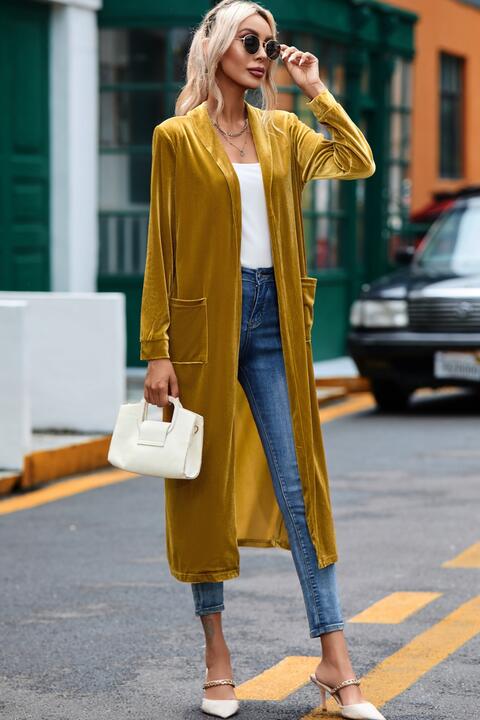 Heidi-Mode | Offene Front Lange Strickjacke mit Taschen