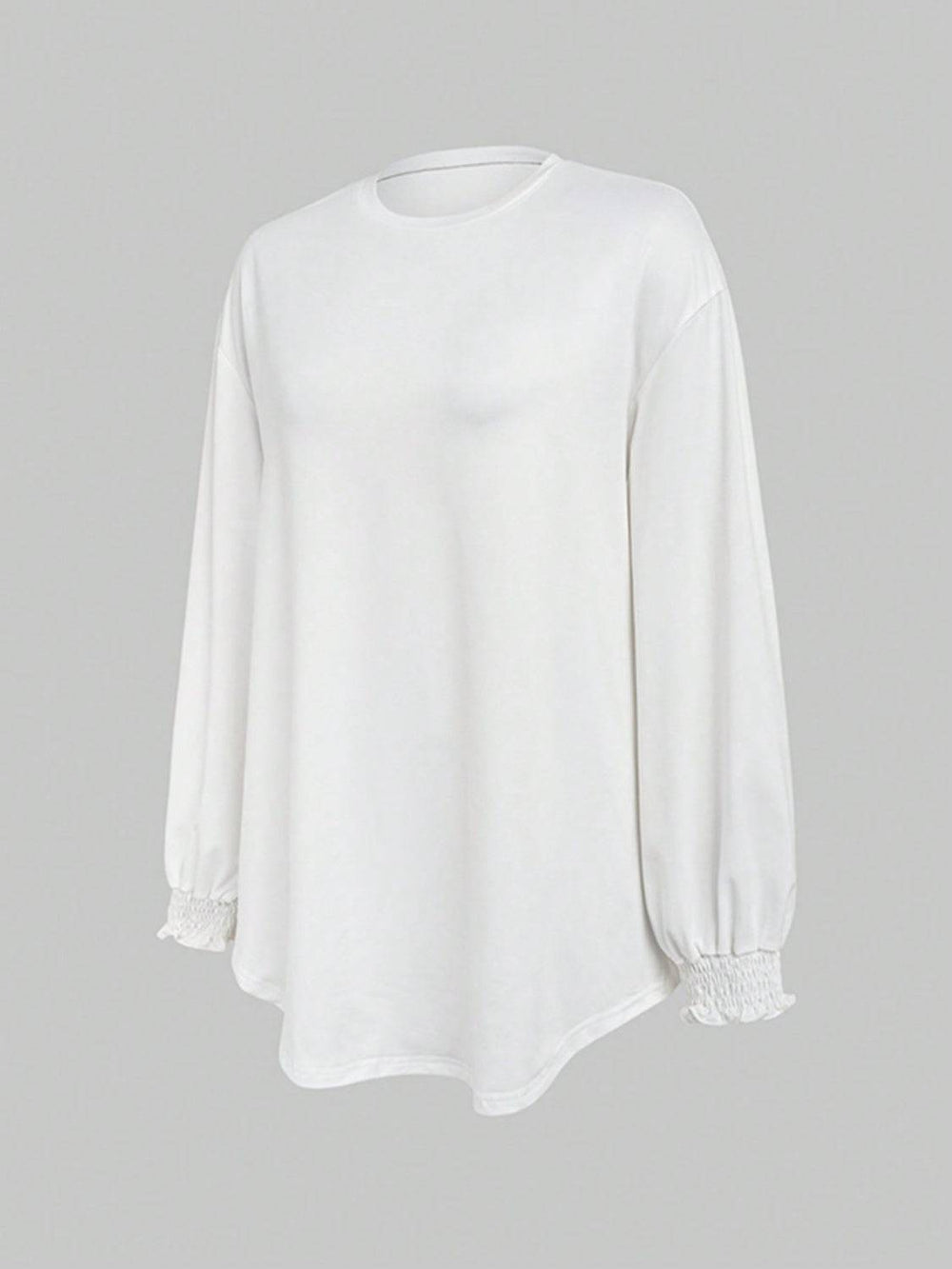 Heidi-Mode | Rüsche Manschette Rundhals Langarm T-Shirt
