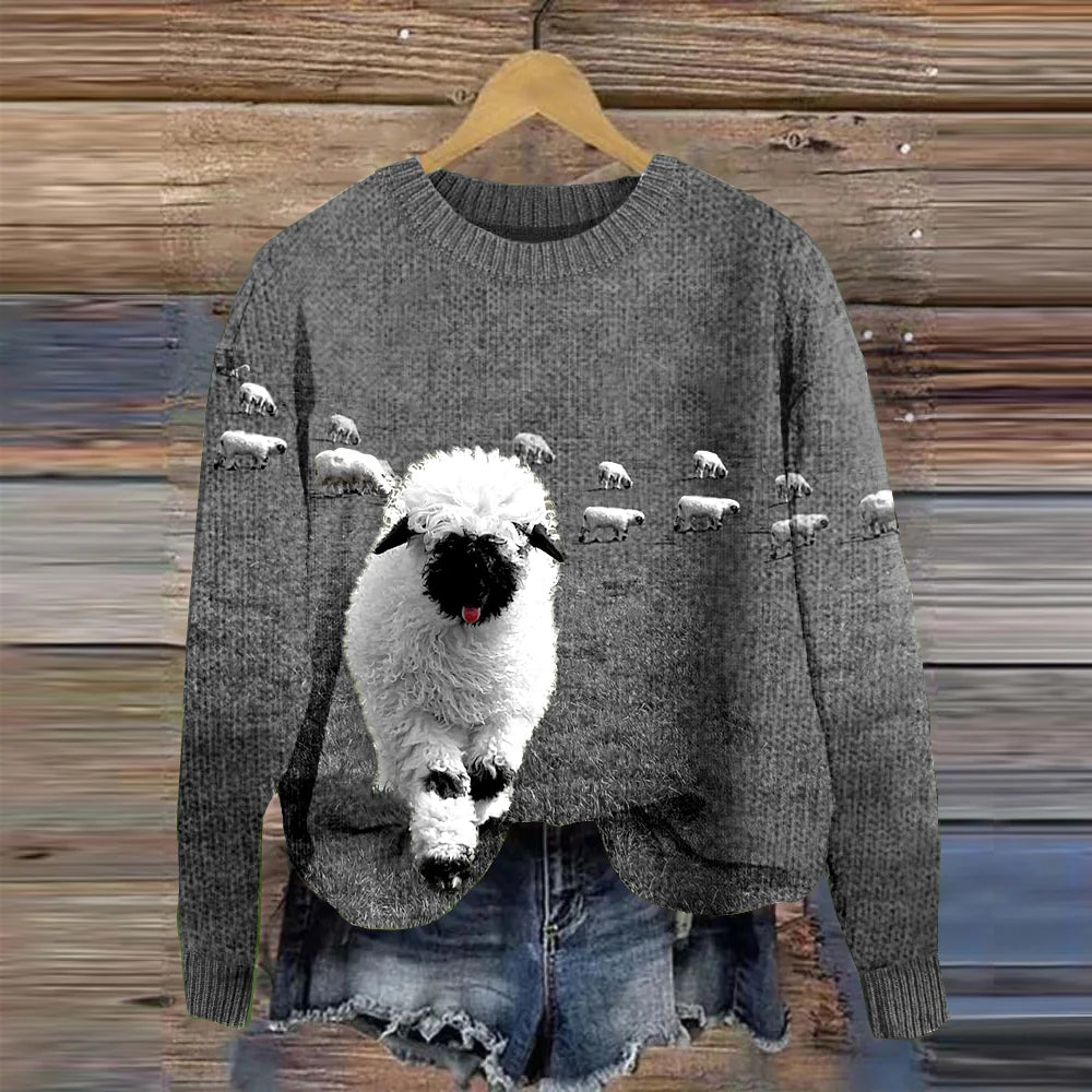 Heidi-Mode | Douillet En Maille À Col Rond Et Imprimé Stray Sheep