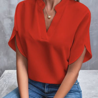 Heidi-Mode | Sommerliche Chiffon-Bluse mit V-Ausschnitt für Damen