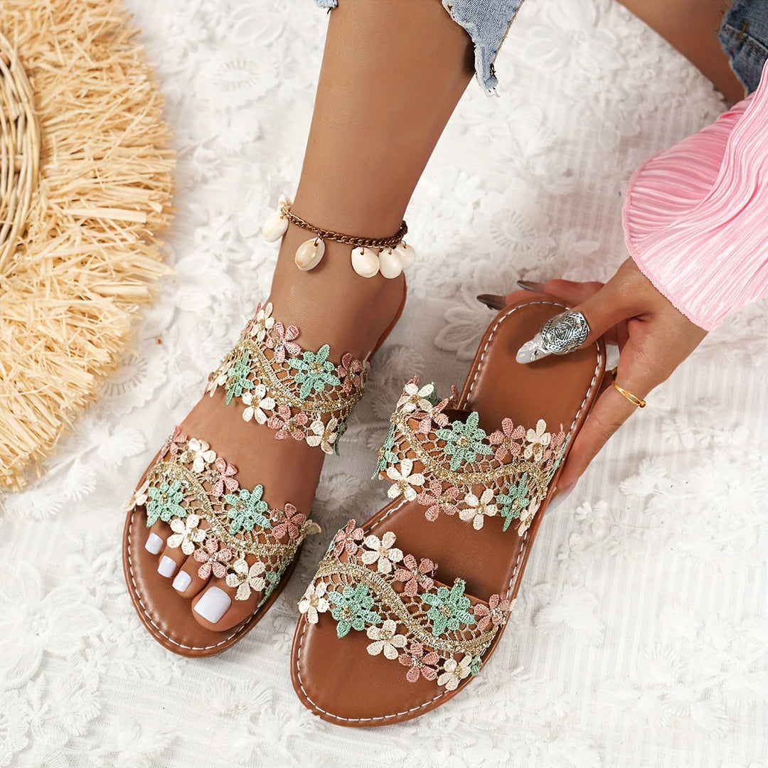 Heidi-Mode | Damen Flip-Flops Blumenmuster