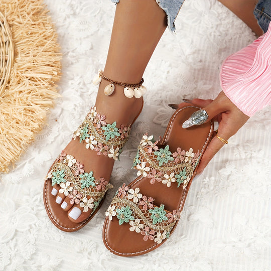 Heidi-Mode | Damen Flip-Flops Blumenmuster