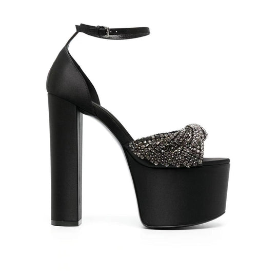 Heidi-Mode | Seiden Hohe Plateau Schuhe Wasserdichte Plateau Strass Peep Toe Hohe Sandalen
