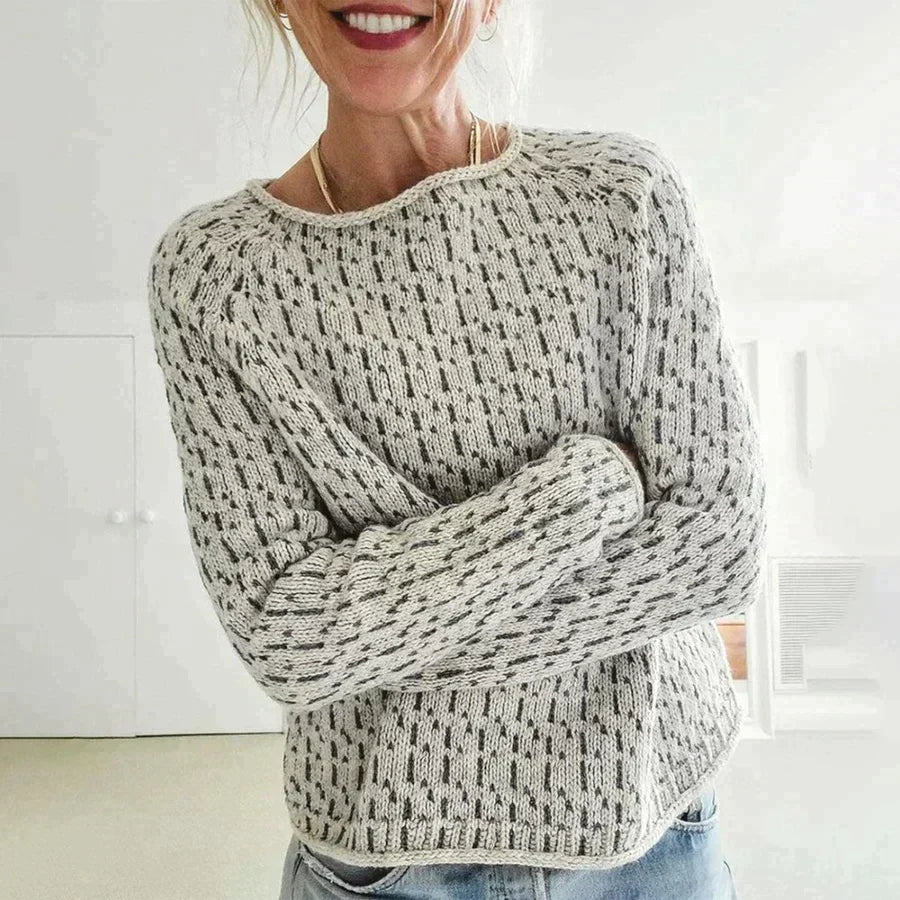 HeidiMode - Eleganter grauer Pullover mit Bootsausschnitt