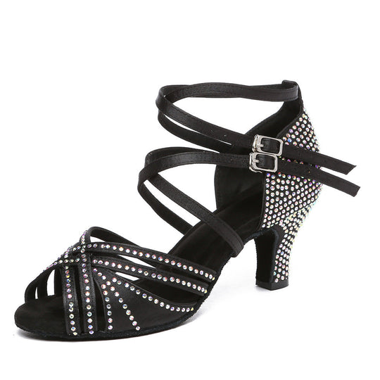 Heidi-Mode | Hot Drilling Lateinische Tanzschuhe Damen Mittelabsatz