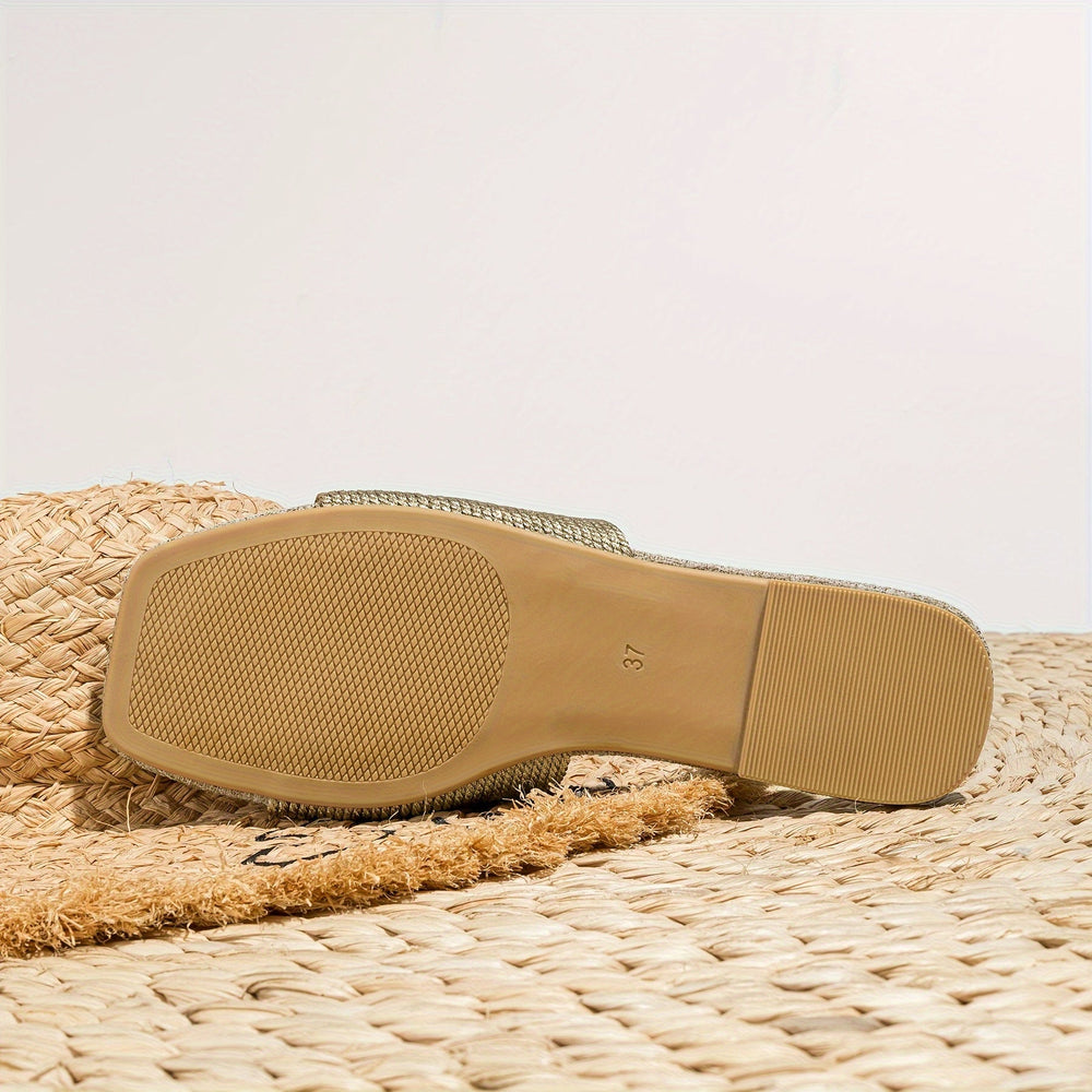 Heidi-Mode | Flache Gewebte Schuhe mit Geometrischer Stickerei, Tpr Sohle, Aprikose
