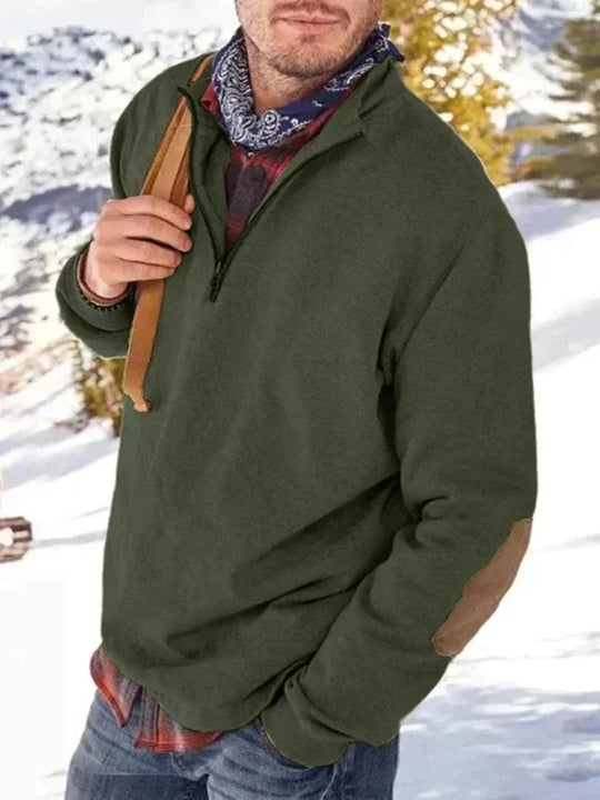 Heidi-Mode | Pullover Warmer Pullover mit Patches und V-ausschnitt Reißverschluss