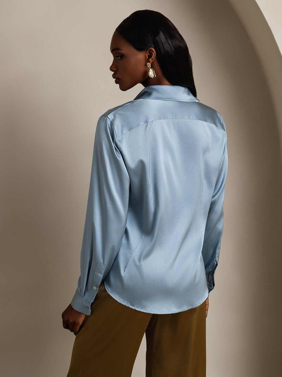 Heidi-Mode | Damen Seiden Basis Militär Revers Hemd