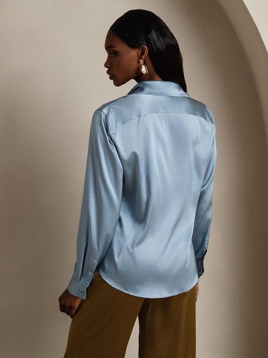 Heidi-Mode | Damen Seiden Basis Militär Revers Hemd