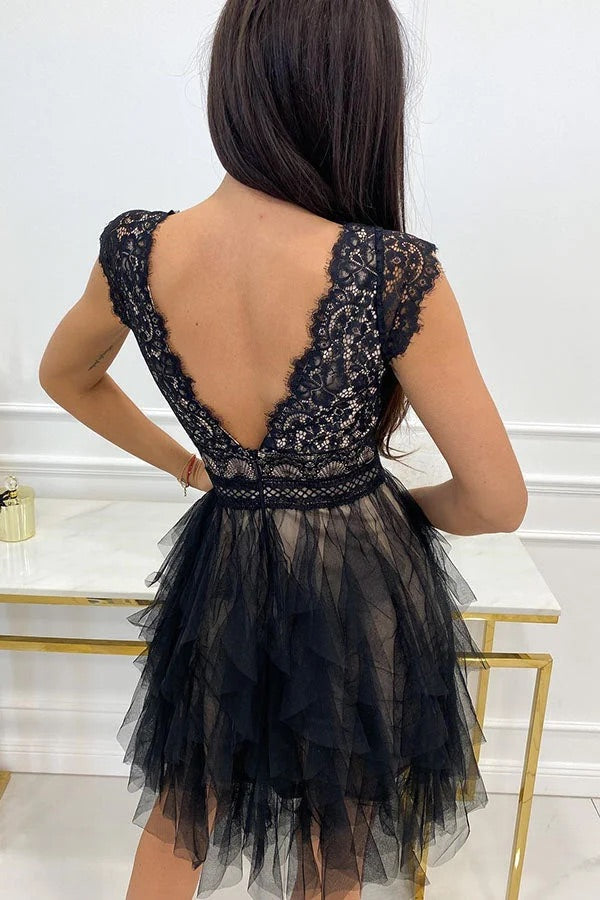 Heidi-Mode | Unendliche Schönheit Spitzen Tüll Midi Kleid