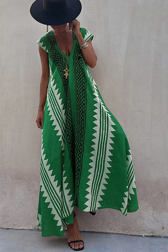 Heidi-Mode | Maxi Strandkleid mit Ethno-Muster