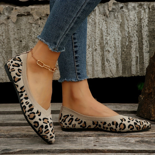 Heidi-Mode | Damen Leopard Ballerinas Punktschritt Auf Licht Ramin