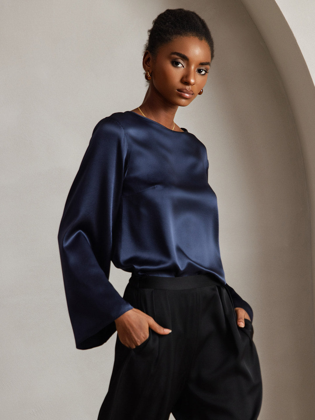 Heidi-Mode | Seiden Langarm Bluse