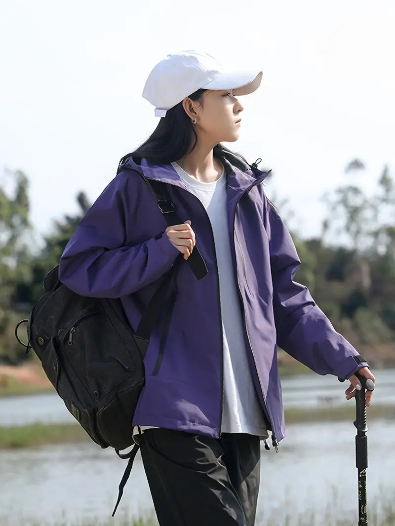 Heidi-Mode - Wasser- und winddichte Damenregenjacke mit Kapuze und Taschen