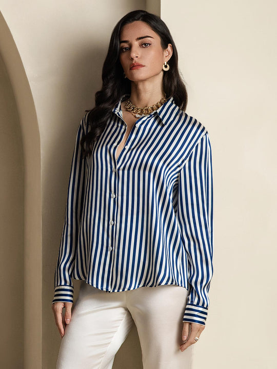 Heidi-Mode | Damen Seiden Basis Militär Revers Hemd