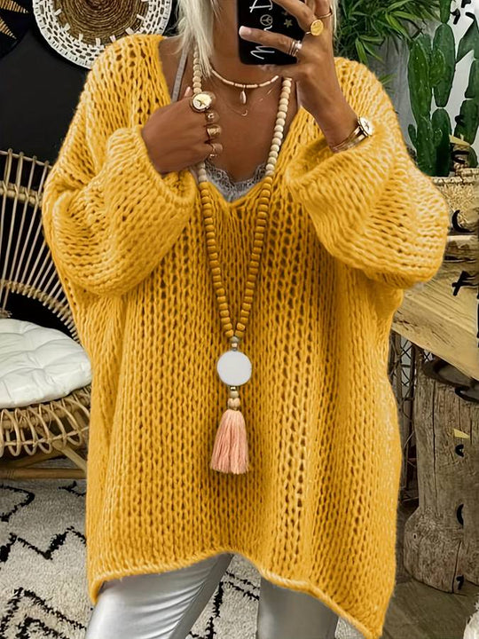 Heidi-Mode | oversized Pullover mit V-Ausschnitt