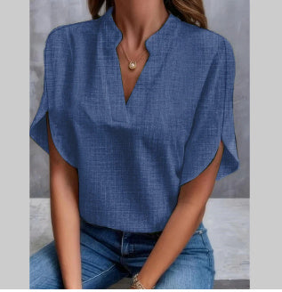 Heidi-Mode | Sommerliche Chiffon-Bluse mit V-Ausschnitt für Damen