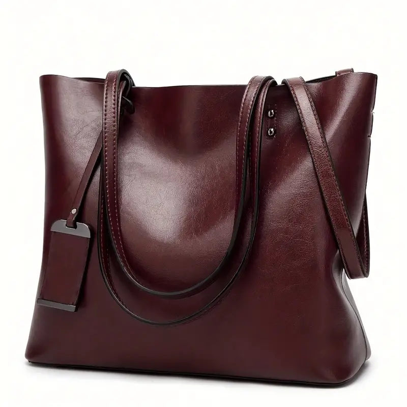 Heidi-Mode | Große Retro Stil Leder Schultertasche für Frauen mit Riemen