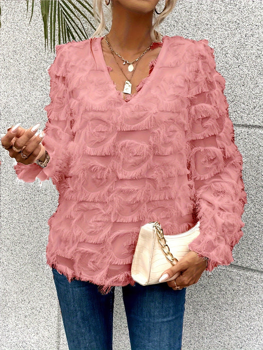 Heidi-Mode | Elegantes Top mit Fransen-details Polyester Stilvoll und Bequem