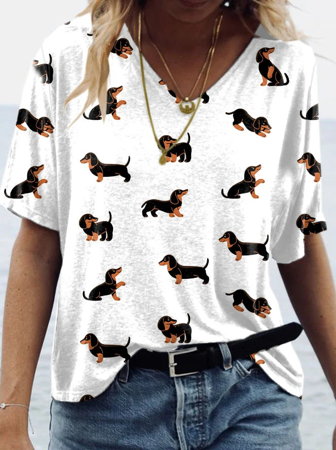 Heidi-Mode | Dackel Shirt mit Pfotenprint aus Lima
