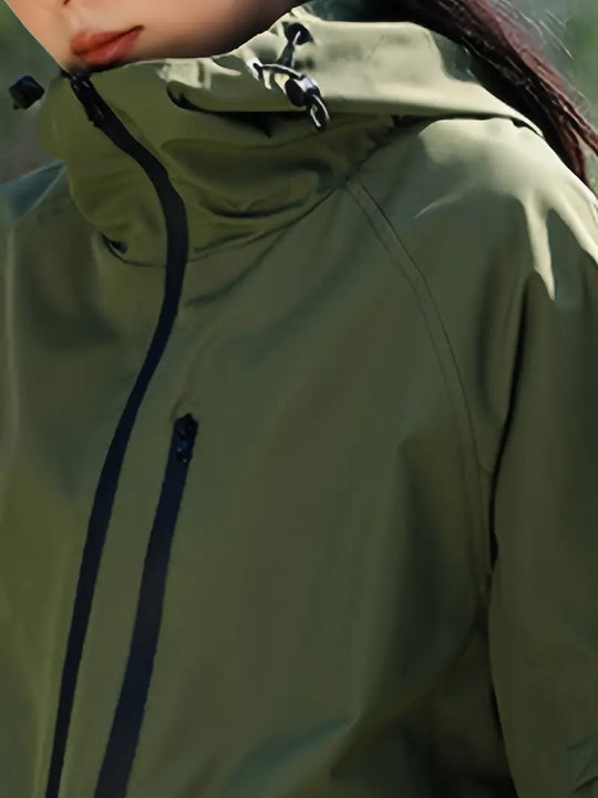 Heidi-Mode - Wasser- und winddichte Damenregenjacke mit Kapuze und Taschen