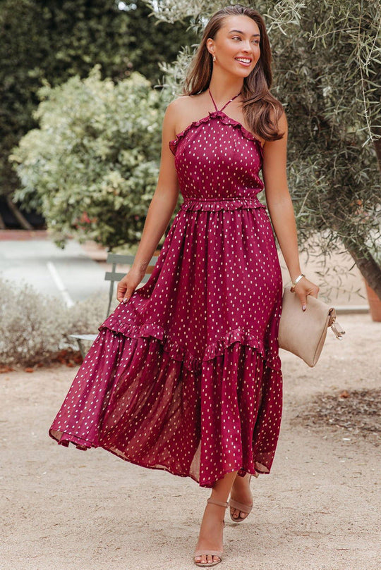 Rode Polkadot Halternek Jurk