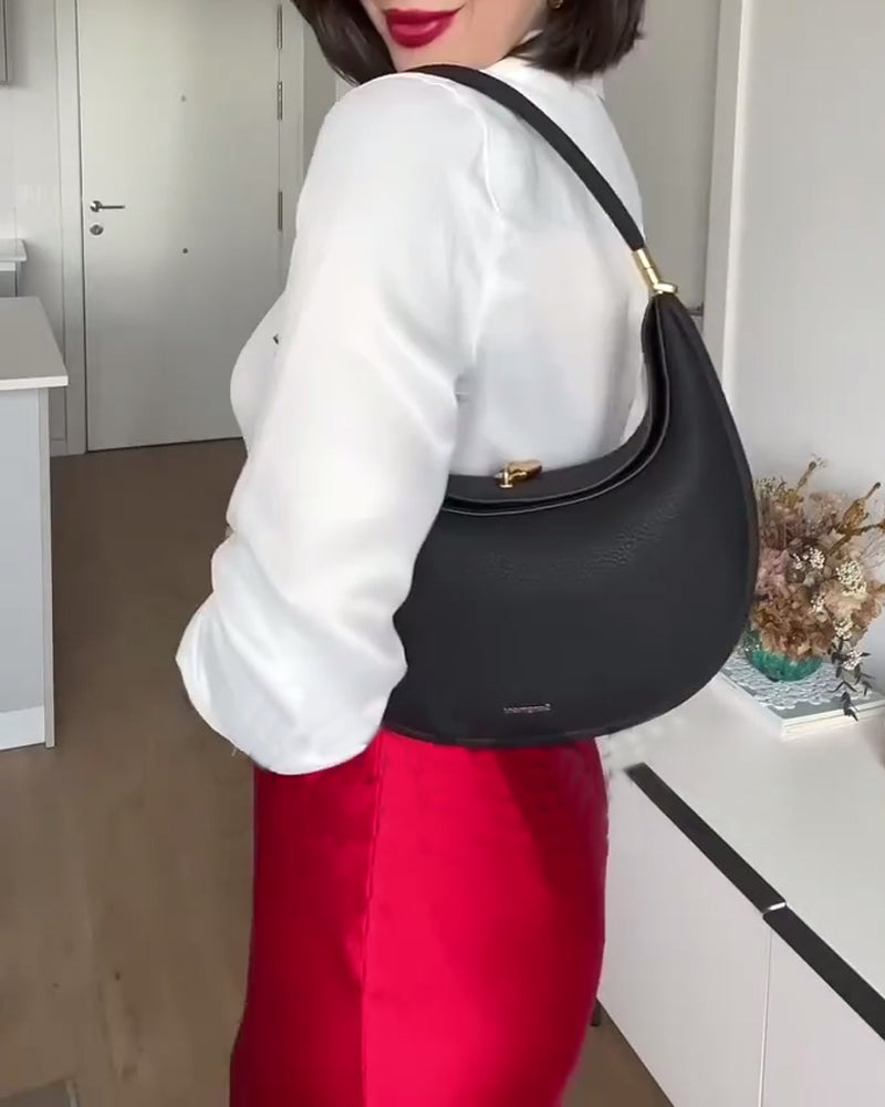 Heidi-Mode | Einfarbig Eleganter Halbmondförmiger Schultertasche