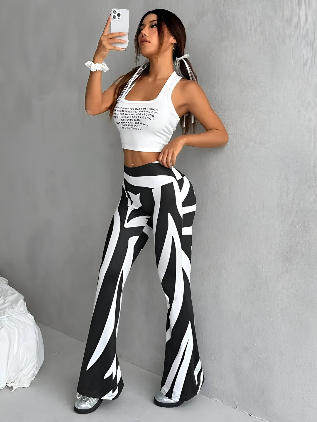 Heidi-Mode | Hoch Taillierte Hose mit Floralem Muster