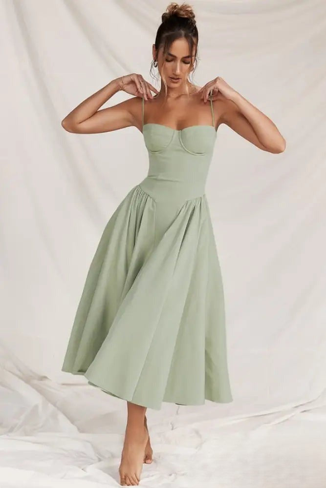 Heidi-Mode | Korsett Midikleid mit Ärmeln Attraktive Passform
