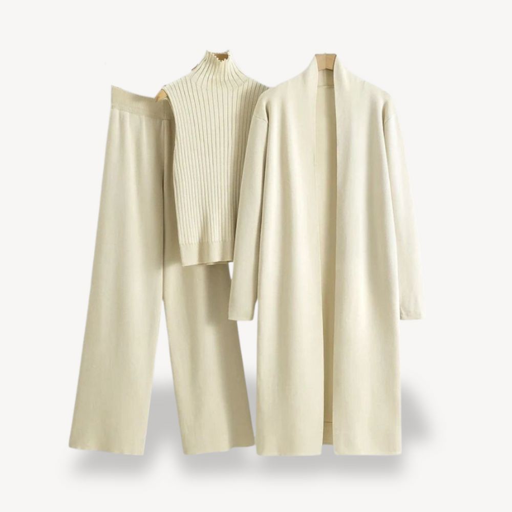 Heidi-Mode | Frauen Rippstrick 3-Teilige Set