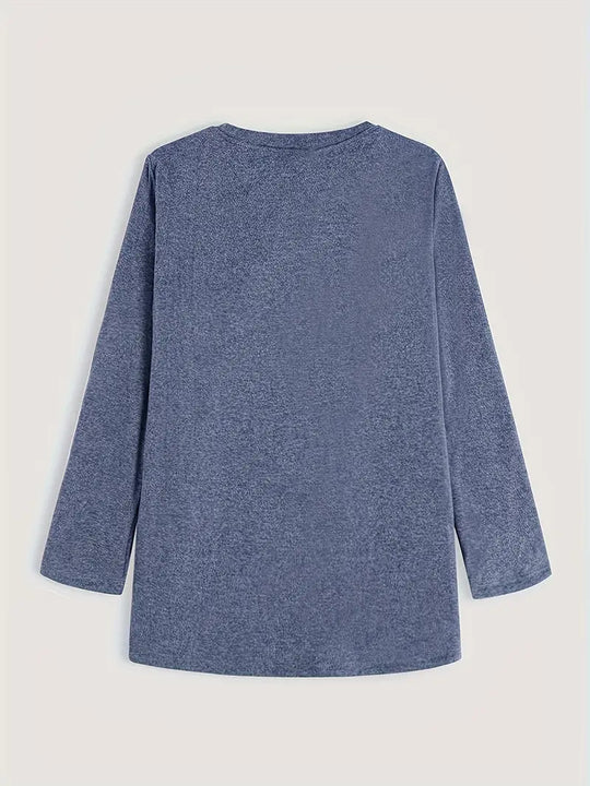 Heidi-Mode - Lässiges Winter-Fleece-Sweatshirt mit Hohem Kragen in Meerblau für Frauen