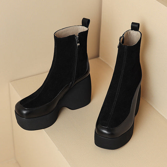 Heidi-Mode | Kleine Plattform Martin Stiefel Frauen Echtes Leder