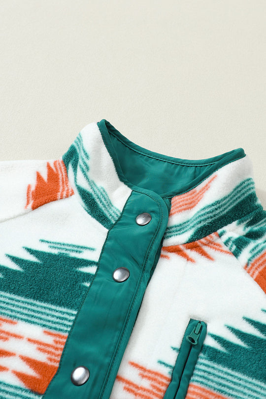 Western Aztec Fleecejacke Mit Druckknöpfen