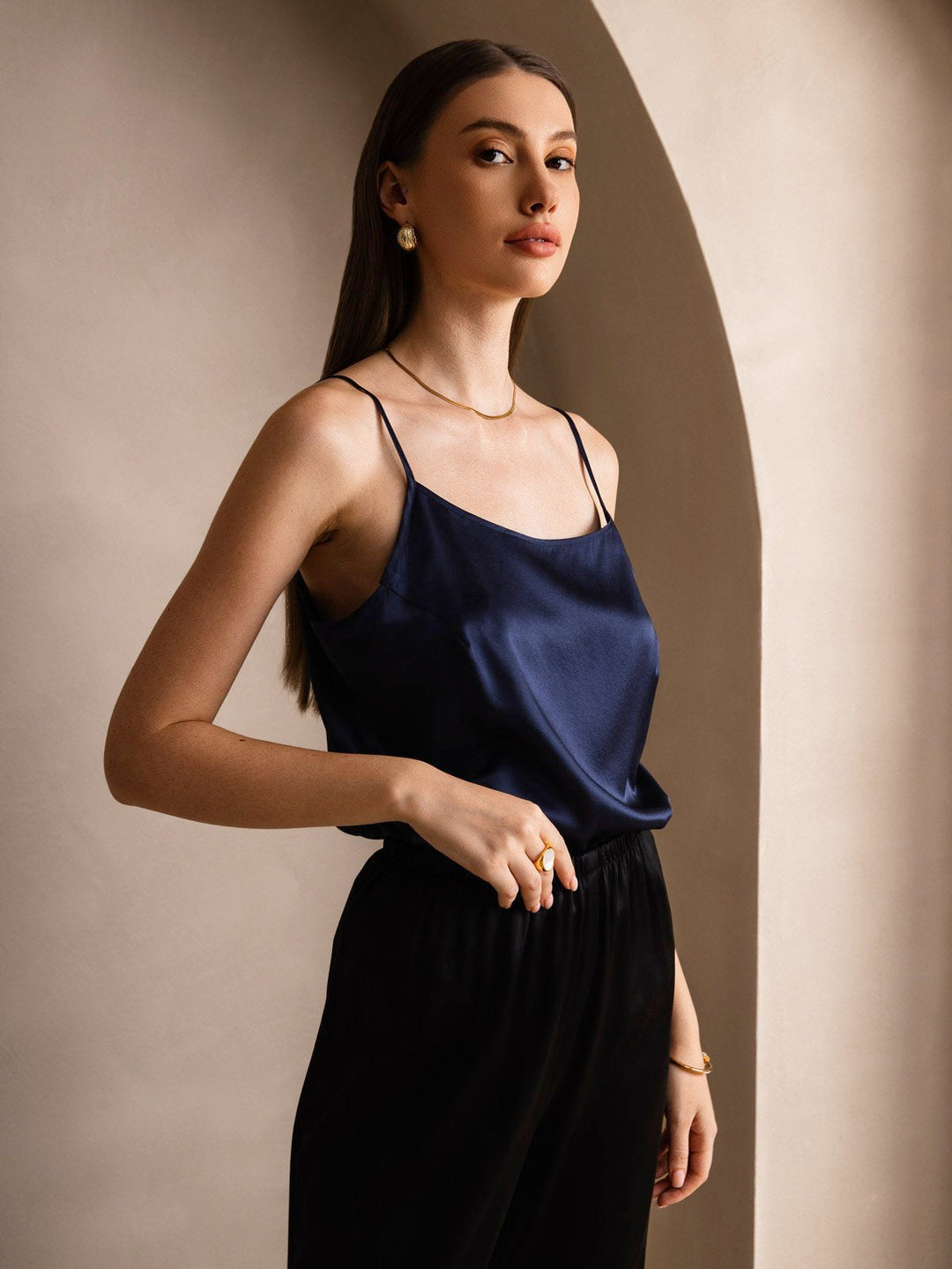 Heidi-Mode | Seide Entspannt Spaghettiträger Camisole Top