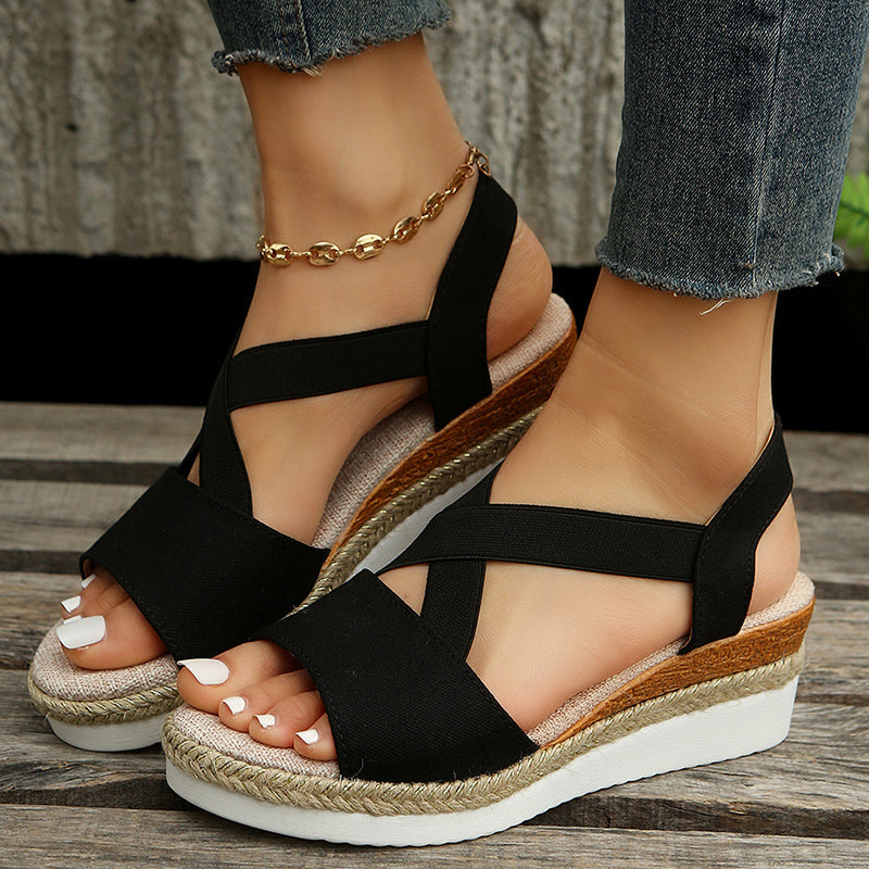 Heidi-Mode | Keilsandalen Kreuzriemen Plateau Gladiator