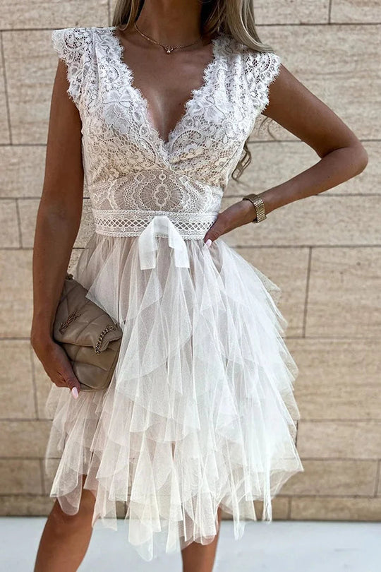 Heidi-Mode | Unendliche Schönheit Spitzen Tüll Midi Kleid