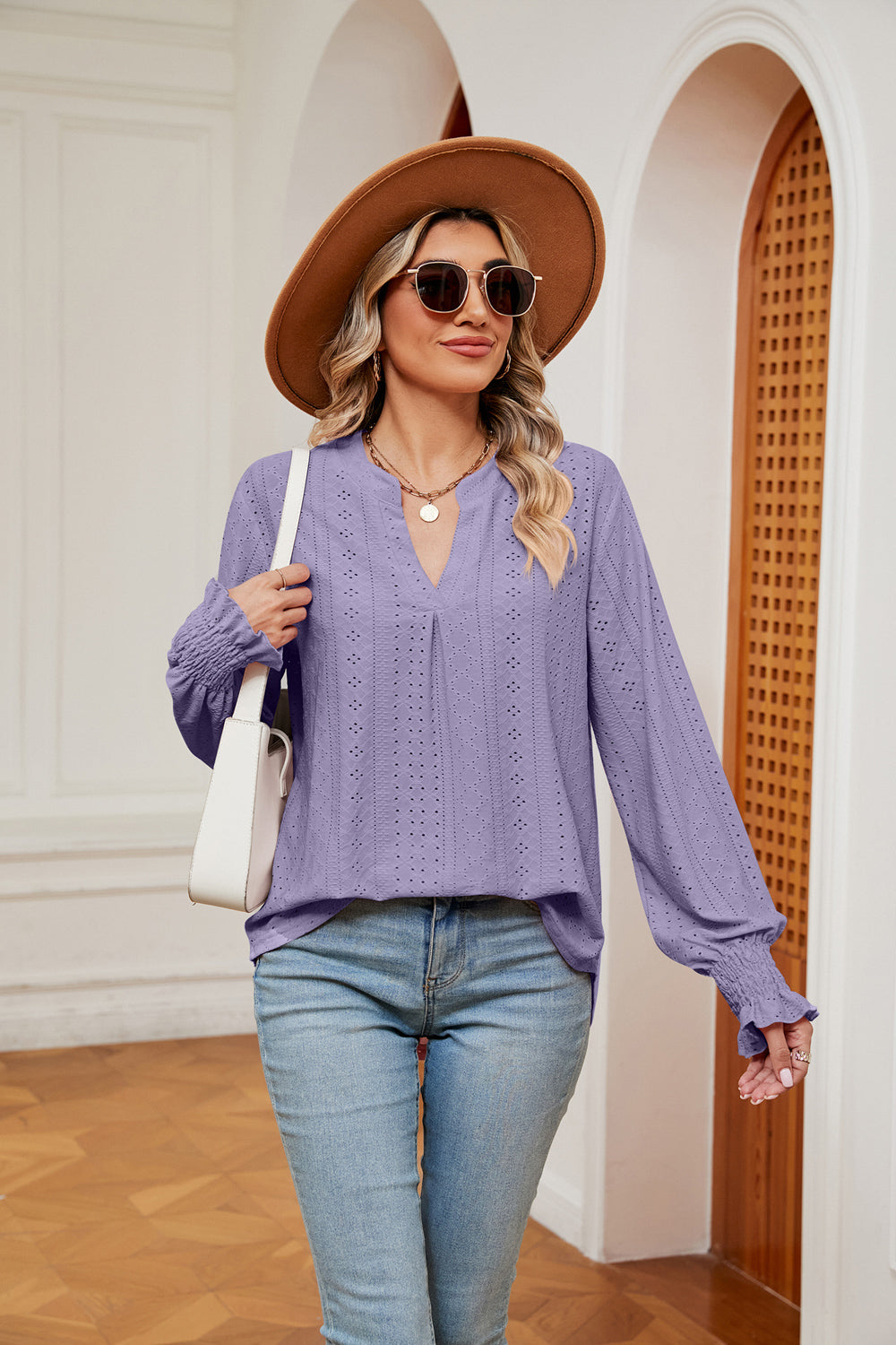 Heidi-Mode | Notchkragen Volant Ärmel Bluse